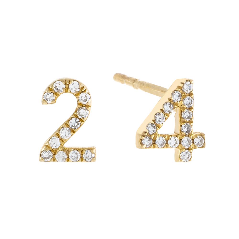 Personalized Diamond Number Stud Earrings - Amarley Jewelry