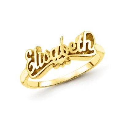 Personalized Script Letters Name Ring with Heart