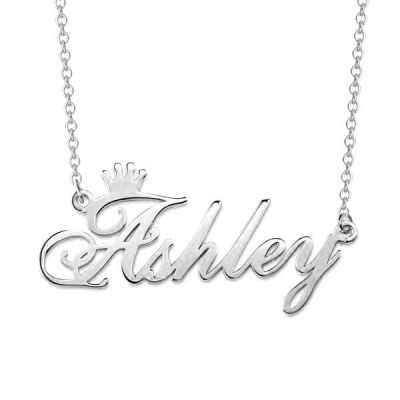 Ashley - Personalized Name Crown Necklace Adjustable 16”-20”