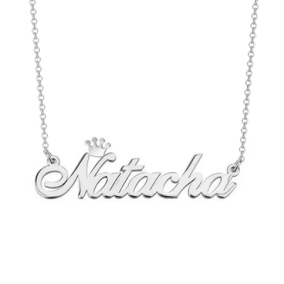 Natacha - Personalized Name Necklace with Crown Adjustable 16”-20”