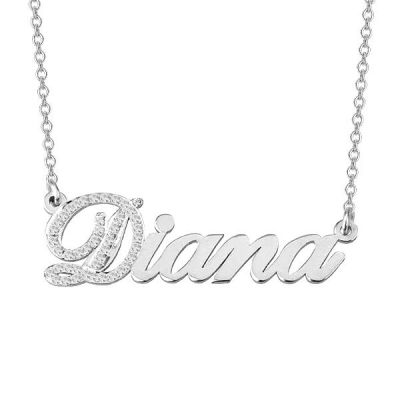 Diana - Personalized Cubic Zirconia Initial Name Necklace Adjustable Chain 16”-20