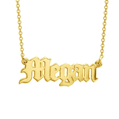 Megan - Personalized Old English Name Necklace Adjustable 16”-20”