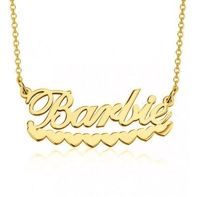Barlie - Personalized Barbie Hearts Name Necklace Adjustable Chain 16”-20