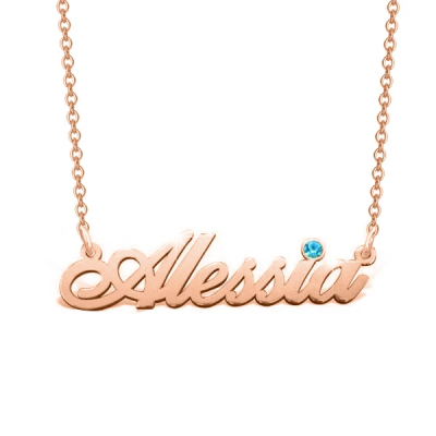 Alessia - Personalized Birthstone Name Necklace Adjustable 16”-20”
