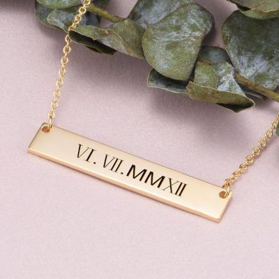 Personalized Number Bar Necklace Adjustable 16”-20”