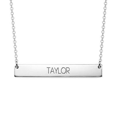 Personalized Bar Engraved Necklace Adjustable 16”-20”