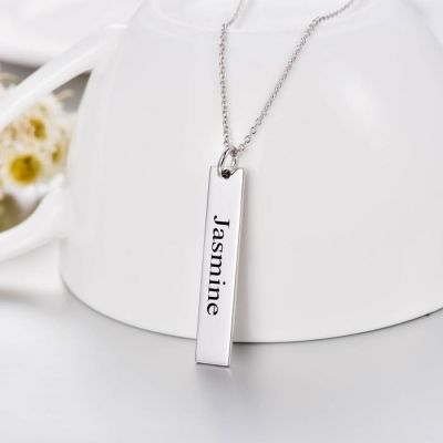 Personalized Engravable Vertical Bar Necklace Adjustable 16”-20”