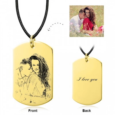 Only You - Personalized Engraved Photo Necklace Adjustable 16”-20”