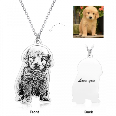 Personalized Engraved Pets Photo Pendant Necklace Adjustable 16”-20”