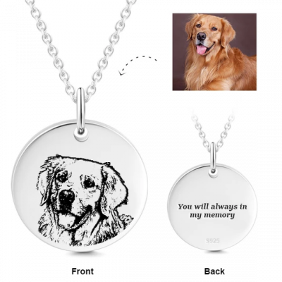 Pet Necklace--Photo & Text Engraved Necklace Adjustable 16”-20”