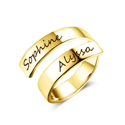 Personalized Spiral Twist Engraved Names Ring
