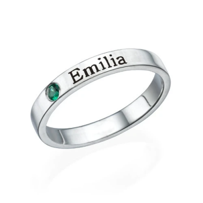 Personalized Birthstone Engraved Ring