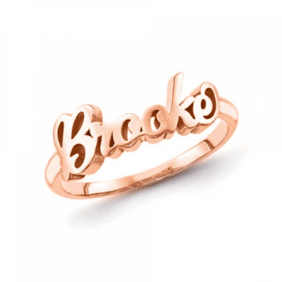 Personalized Script Letters Name Ring