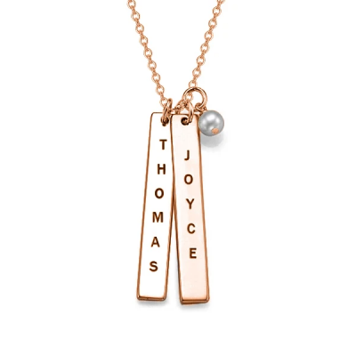 Personalized Engraved Vertical Bar Necklace Adjustable 16”-20”