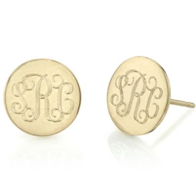 Personalized Round Monogram Earrings