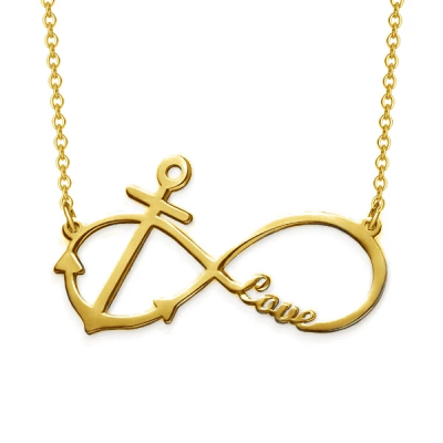 Personalized Infinity Anchor Pendant Necklace Adjustable 16”-20