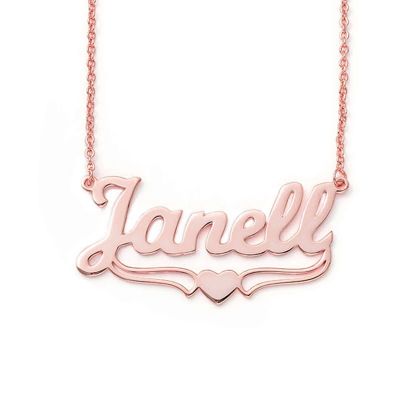 Janell - Personalized Name Necklace With Heart Adjustable 16”-20”
