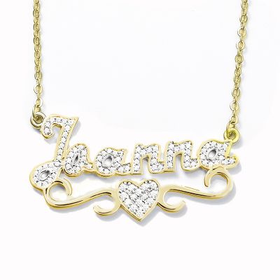 Jaanna - Personalized Middle Heart Name Necklace Adjustable 16”-20”