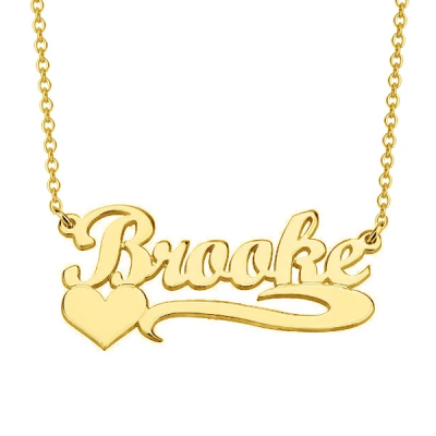 Brooke - Personalized Name Necklace with Heart Adjustable 16”-20”