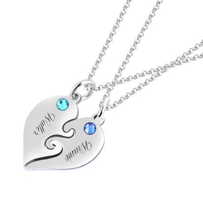 Personalized Engraved Heart Shape Necklace for Couples Adjustable 16