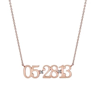Custom Date Necklace with Birthstone Adjustable 16”-20”
