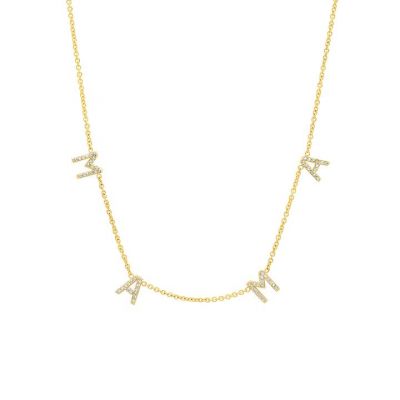 Mama - Custom Diamond Letter Necklace Adjustable Chain 16