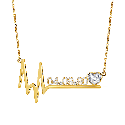 Kristen - Birthday Custom Date Necklace with Heart Beat Adjustable 16”-20”
