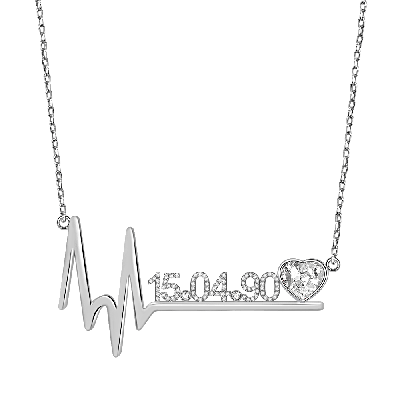 Emma - Birthday Custom Date Necklace with Heart Beat Adjustable 16”-20”