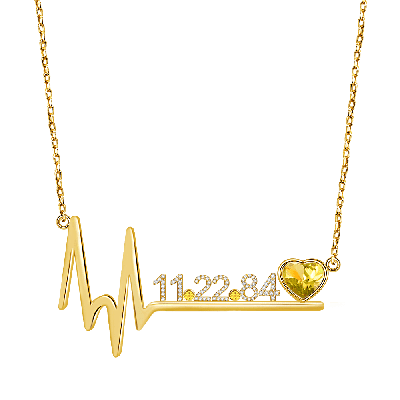 Scarlett - Birthday Custom Date Necklace with Heart Beat Adjustable 16”-20”
