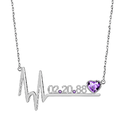 Rihanna - Birthday Custom Date Necklace with Heart Beat Adjustable 16”-20”
