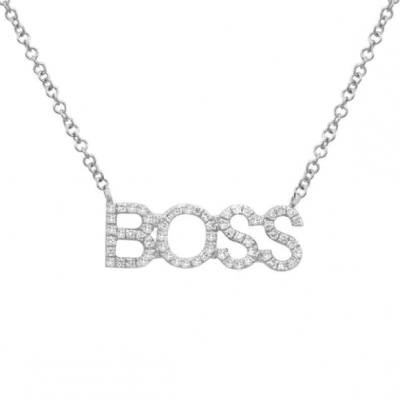 Personalized Diamond Pave Boss Statement Necklace Adjustable Chain 16”-20