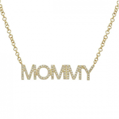 Mommy - Personalized Diamond Name Necklace Adjustable Chain 16”-20