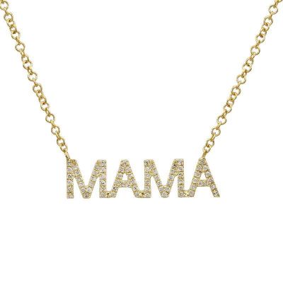 Personalized Diamond Pave Mama Statement Necklace Adjustable Chain 16”-20