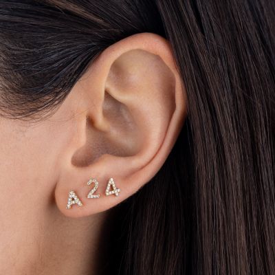 Personalized Diamond Initial Stud Earrings