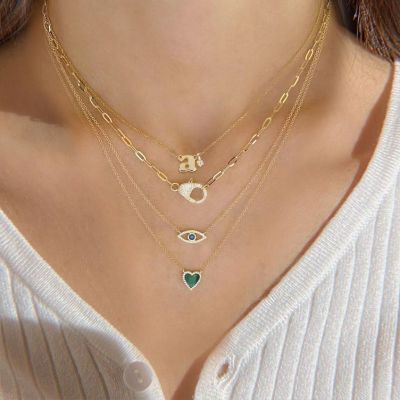 Personalized Initial Pendant Necklace with Birthstone Adjustable Chain 16