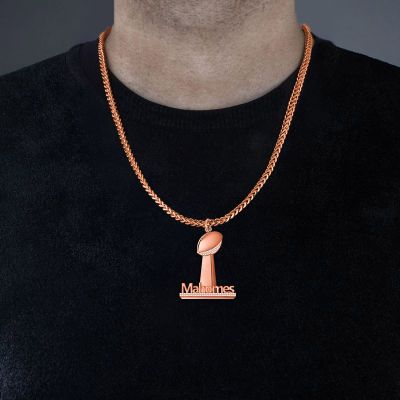 Mahomes - Custom Name Football Trophy Necklace for Men Adjustable Chain 16”-20”