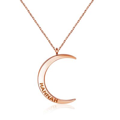 Crescent Moon Dainty Name Necklace Adjustable Chain 16''-20''
