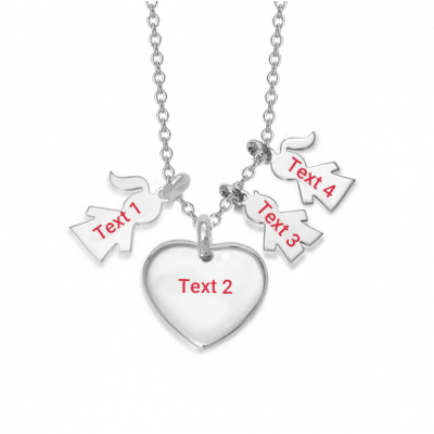 Personalized Love Heart Family Necklace Adjustable 16”-20”