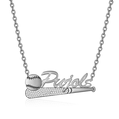 Pujols - Custom Name Baseball Necklace for Women Adjustable 16”-20”