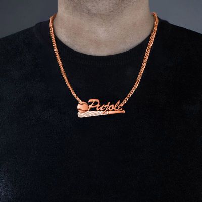 Pujols - Custom Name Baseball Necklace for Men Adjustable 16”-20”