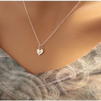 Custom Initial Letter Necklace in Heart Adjustable 16”-20”