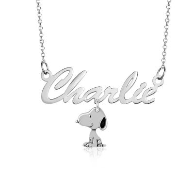 Charlie - Personalized Name Necklace with Puppy Dog Adjustable 16”-20”