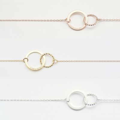 Personalized Infinity Circle Ring Necklace Adjustable 16”-20”