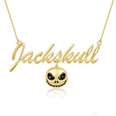 Jack skull - Custom Name Necklace with Monster Skull for Halloween Adjustable 16”-20”