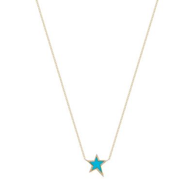Turquoise Star Necklace Adjustable 16”-20”