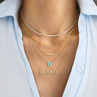 Mommy - Personalized Diamond Name Necklace Adjustable Chain 16”-20