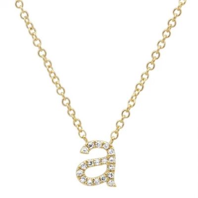 Personalized Initial Pendant Lowercase Letter Diamond Necklace Adjustable Chain 16