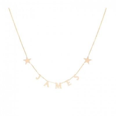 Custom Name Necklace with Two Stars Adjustable 16