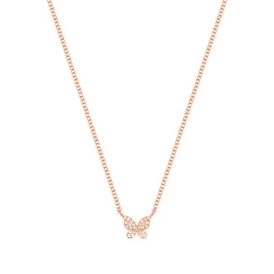 Diamond Butterfly Necklace Adjustable 16”-20”