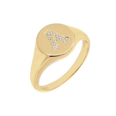 Custom Diamond Initial Signet Ring